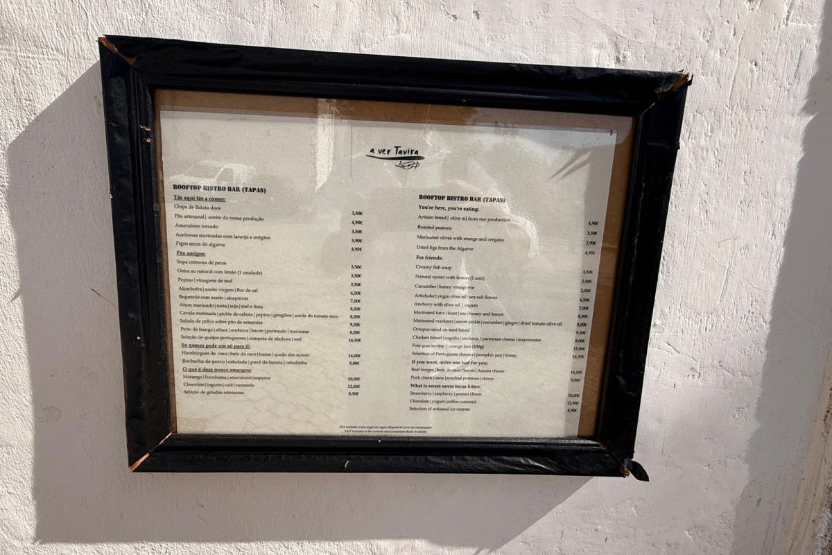 Menu A Ver Michelin Rooftop Tavira